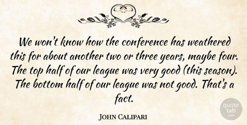 John Calipari Quote About Bottom, Conference, Good, Half, League: We Wont Know How The...