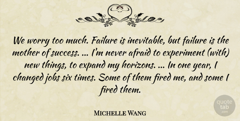 Michelle Wang Quote About Afraid, Changed, Expand, Experiment, Failure: We Worry Too Much Failure...