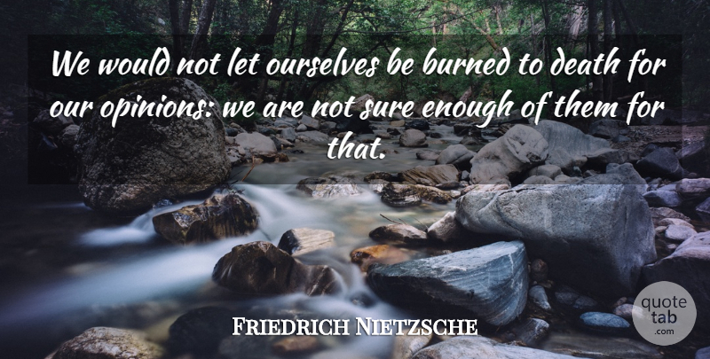 Friedrich Nietzsche Quote About Opinion, Enough, Not Sure: We Would Not Let Ourselves...