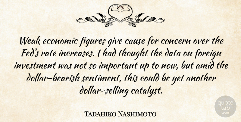 Tadahiko Nashimoto Quote About Cause, Concern, Data, Economic, Figures: Weak Economic Figures Give Cause...