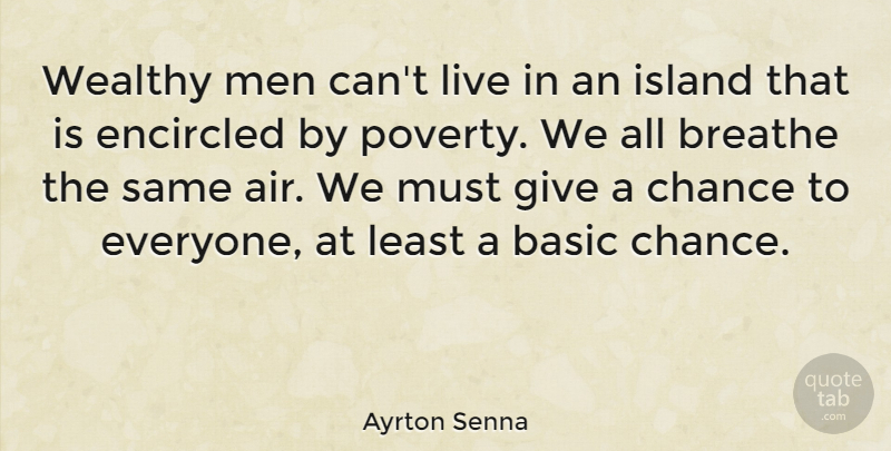 Ayrton Senna Quote About Men, Air, Islands: Wealthy Men Cant Live In...