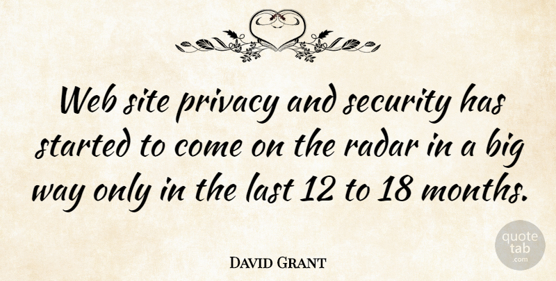 David Grant Quote About Last, Privacy, Radar, Security, Site: Web Site Privacy And Security...