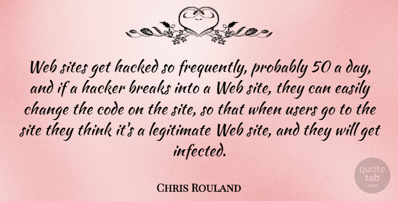Chris Rouland Quote About Breaks, Change, Code, Easily, Hacked: Web Sites Get Hacked So...