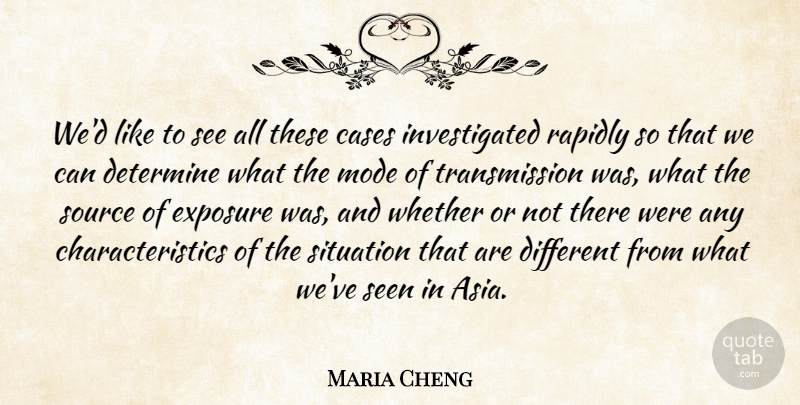 Maria Cheng Quote About Cases, Determine, Exposure, Mode, Rapidly: Wed Like To See All...