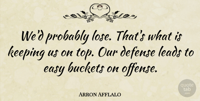 Arron Afflalo Quote About Defense, Easy, Keeping, Leads: Wed Probably Lose Thats What...