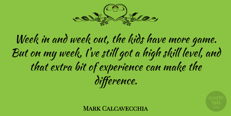 Mark Calcavecchia Quote About Bit, Experience, Extra, High, Kids: Week In And Week Out...