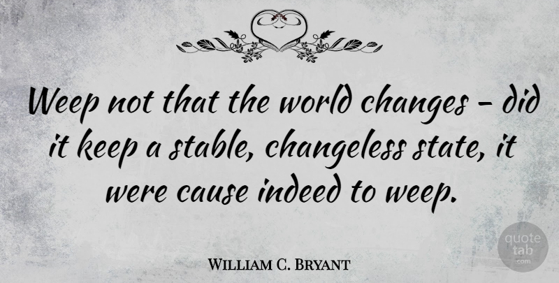 William C. Bryant Quote About American Poet, Changeless, Indeed, Weep: Weep Not That The World...