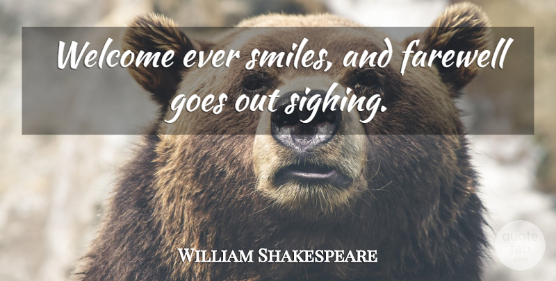 William Shakespeare Quote About Thank You, Farewell, Welcome: Welcome Ever Smiles And Farewell...