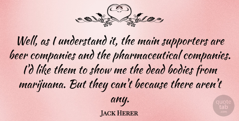 Jack Herer Quote About Beer, Marijuana, Body: Well As I Understand It...