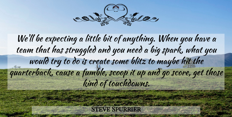 Steve Spurrier Quote About Bit, Blitz, Cause, Create, Expecting: Well Be Expecting A Little...