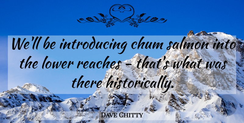 Dave Chitty Quote About Lower, Reaches, Salmon: Well Be Introducing Chum Salmon...