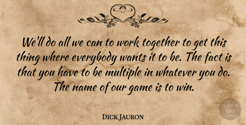 Dick Jauron Quote About Everybody, Fact, Game, Multiple, Name: Well Do All We Can...
