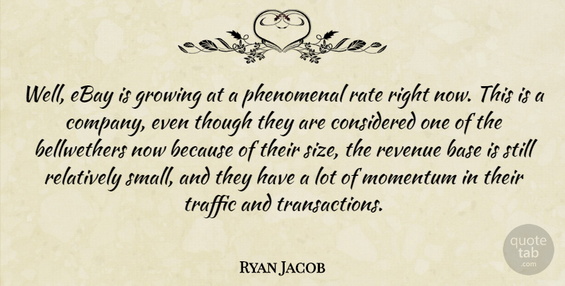 Ryan Jacob Quote About Base, Considered, Ebay, Growing, Momentum: Well Ebay Is Growing At...