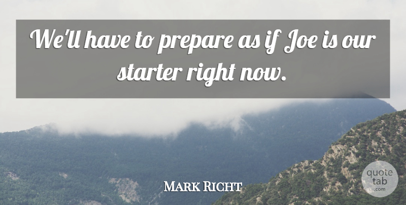 Mark Richt Quote About Joe, Prepare, Starter: Well Have To Prepare As...