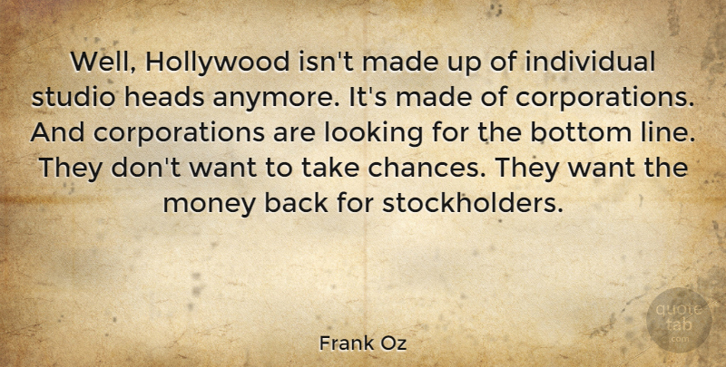 Frank Oz Quote About Bottom, Heads, Hollywood, Individual, Looking: Well Hollywood Isnt Made Up...