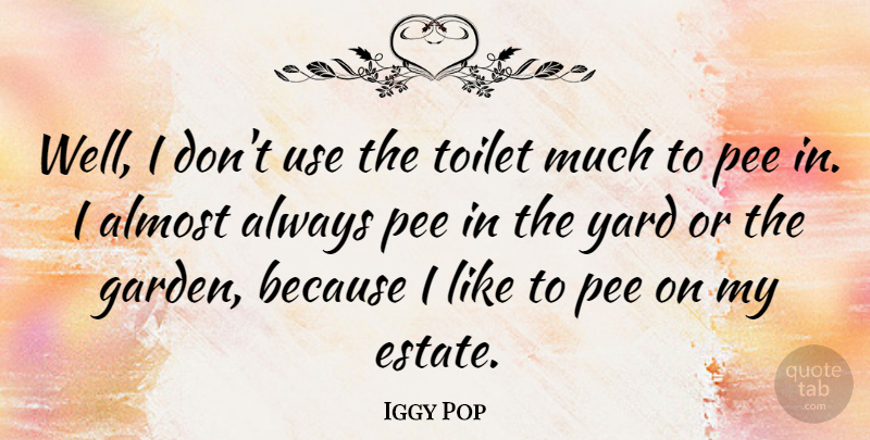 Iggy Pop Quote About Garden, Toilets, Yards: Well I Dont Use The...