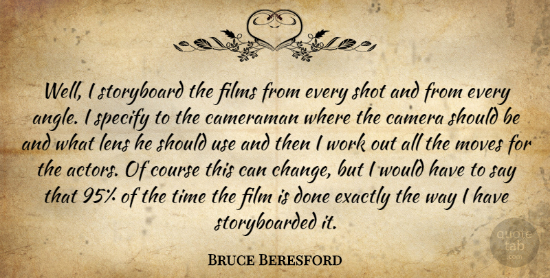 Bruce Beresford Quote About Cameraman, Course, Exactly, Films, Lens: Well I Storyboard The Films...