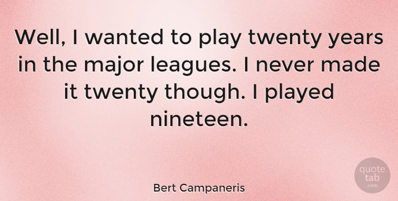 Bert Campaneris Quote About Years, Play, League: Well I Wanted To Play...