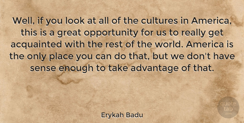 Erykah Badu Quote About Opportunity, America, House: Well If You Look At...
