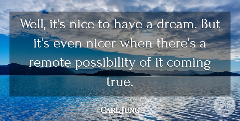 Carl Jung Quote About Dream, Nice, Possibility: Well Its Nice To Have...