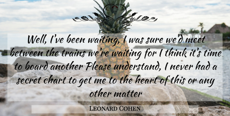 Leonard Cohen Quote About Heart, Thinking, Waiting: Well Ive Been Waiting I...