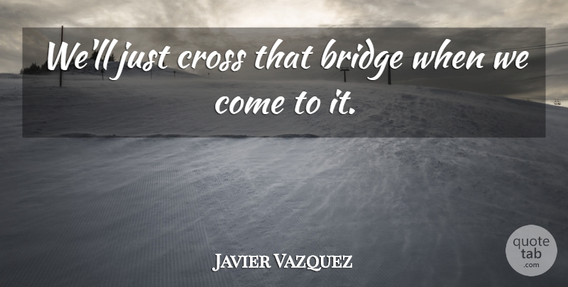 Javier Vazquez Quote About Bridge, Cross: Well Just Cross That Bridge...