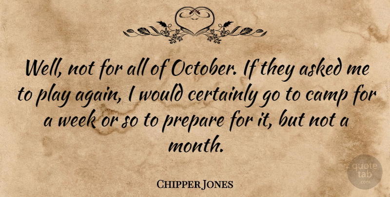 Chipper Jones Quote About Asked, Camp, Certainly, Prepare, Week: Well Not For All Of...