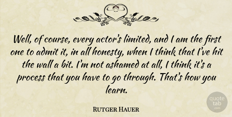 Rutger Hauer Quote About Wall, Honesty, Thinking: Well Of Course Every Actors...