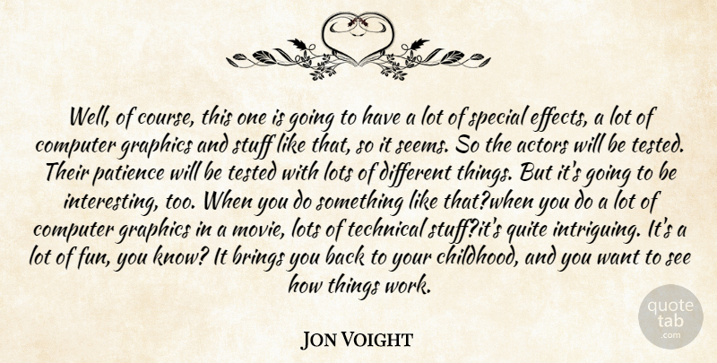 Jon Voight Quote About Brings, Computer, Graphics, Lots, Patience: Well Of Course This One...