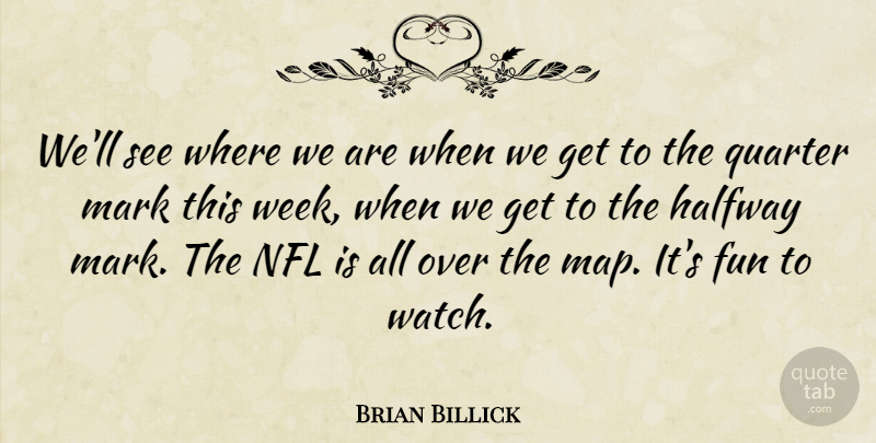 Brian Billick Quote About Fun, Halfway, Mark, Nfl, Quarter: Well See Where We Are...