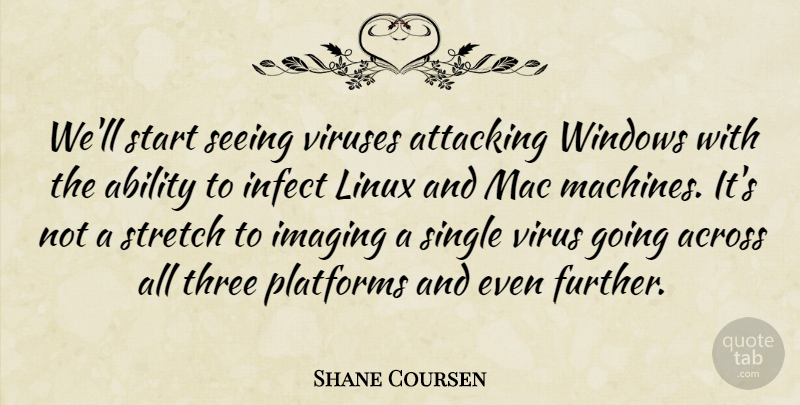 Shane Coursen Quote About Ability, Across, Attacking, Imaging, Linux: Well Start Seeing Viruses Attacking...