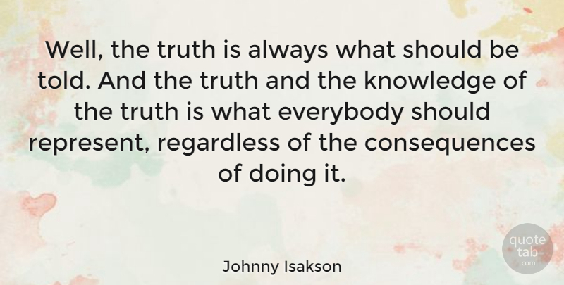 Johnny Isakson Quote About Truth Is, Should, Wells: Well The Truth Is Always...
