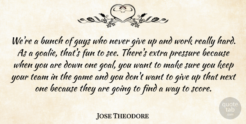 Jose Theodore Quote About Bunch, Extra, Fun, Game, Guys: Were A Bunch Of Guys...