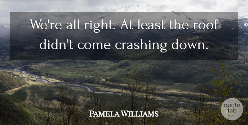 Pamela Williams Quote About Crashing, Roof: Were All Right At Least...