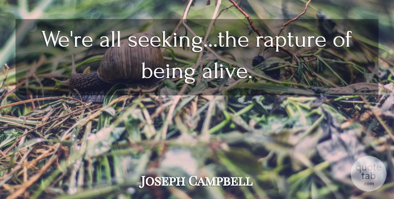 Joseph Campbell Quote About Alive, Rapture, Seeking: Were All Seekingthe Rapture Of...