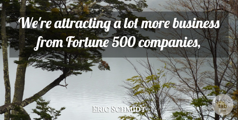 Eric Schmidt Quote About Attracting, Business, Fortune: Were Attracting A Lot More...