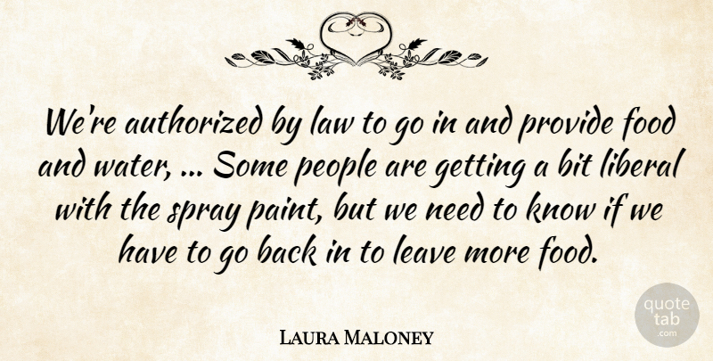 Laura Maloney Quote About Authorized, Bit, Food, Law, Leave: Were Authorized By Law To...