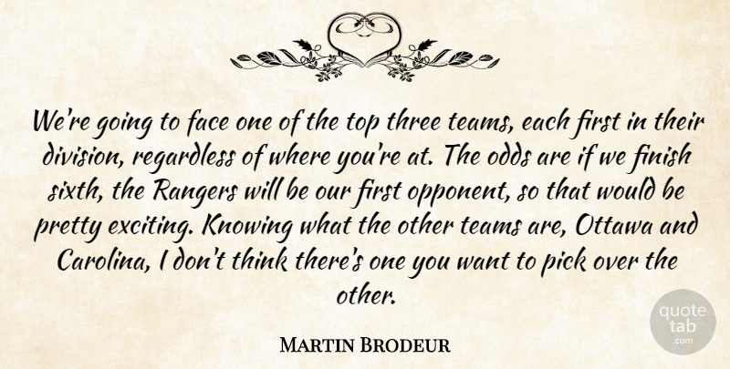Martin Brodeur Quote About Face, Finish, Knowing, Odds, Ottawa: Were Going To Face One...