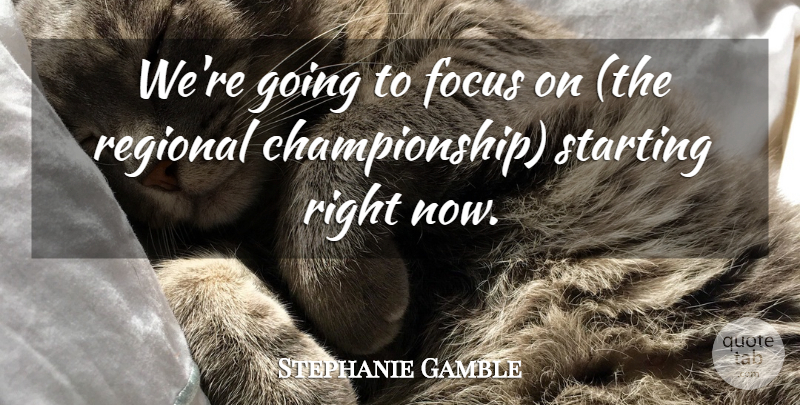 Stephanie Gamble Quote About Focus, Regional, Starting: Were Going To Focus On...