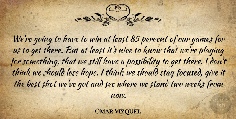 Omar Vizquel Quote About Best, Games, Lose, Nice, Percent: Were Going To Have To...