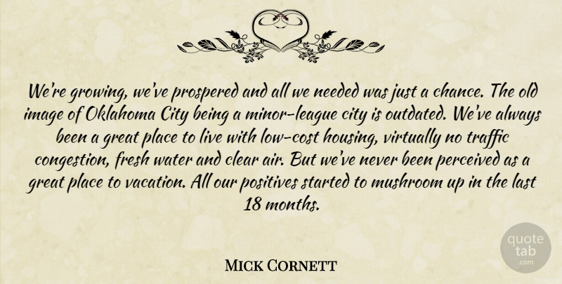 Mick Cornett Quote About City, Clear, Fresh, Great, Image: Were Growing Weve Prospered And...
