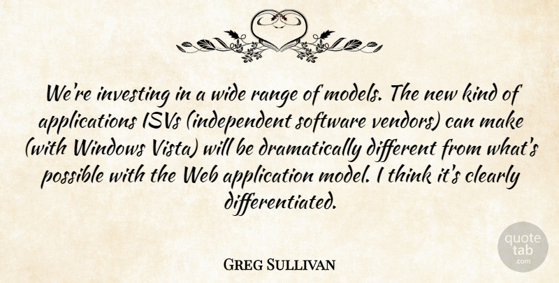 Greg Sullivan Quote About Clearly, Investing, Possible, Range, Software: Were Investing In A Wide...