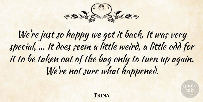 Trina Quote About Bag, Happiness, Happy, Odd, Seem: Were Just So Happy We...