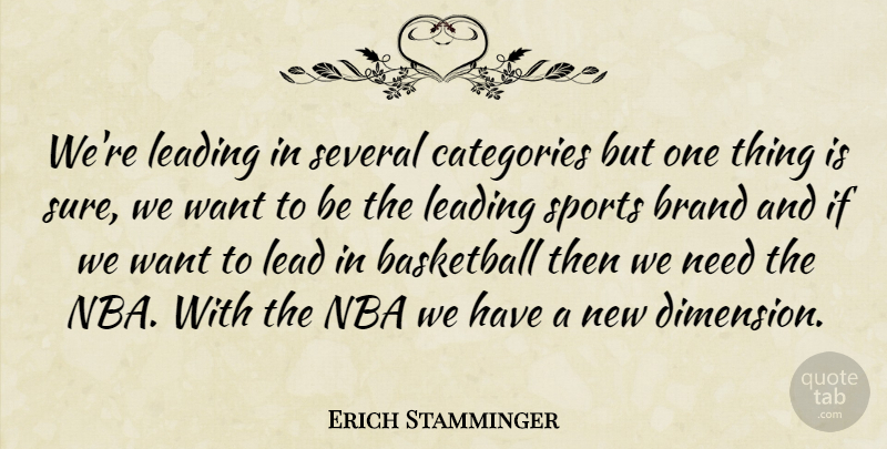 Erich Stamminger Quote About Basketball, Brand, Categories, Leading, Nba: Were Leading In Several Categories...