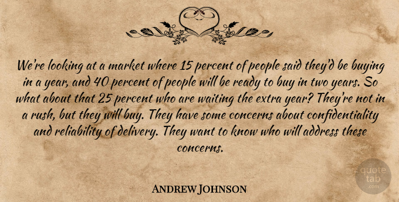 Andrew Johnson Quote About Address, Buying, Concerns, Extra, Looking: Were Looking At A Market...