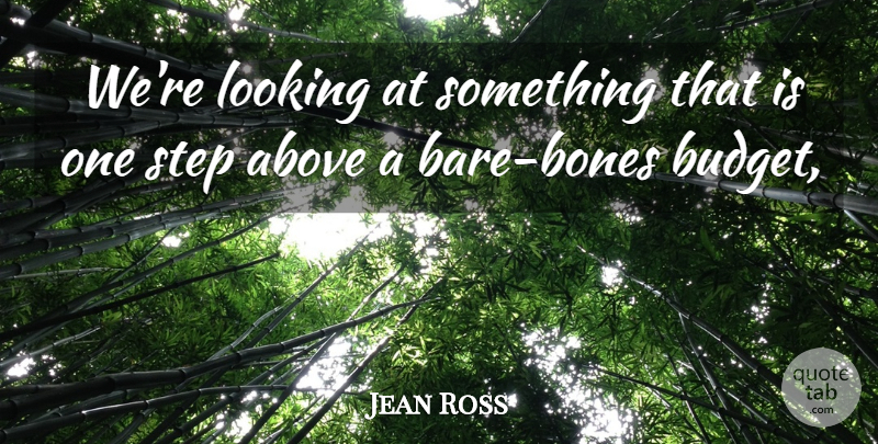 Jean Ross Quote About Above, Looking, Step: Were Looking At Something That...