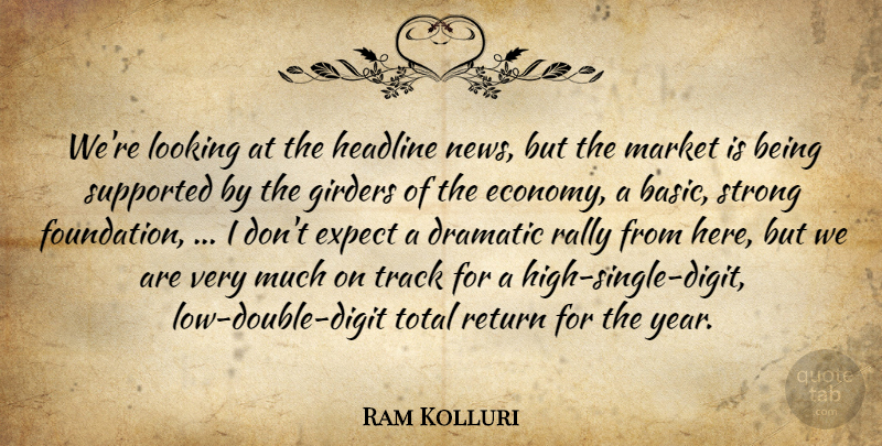 Ram Kolluri Quote About Dramatic, Expect, Headline, Looking, Market: Were Looking At The Headline...