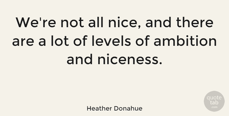 Heather Donahue Quote About Nice, Ambition, Levels: Were Not All Nice And...
