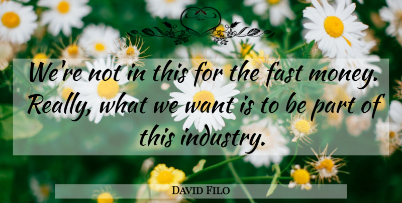 David Filo Quote About Commitment, Want, Industry: Were Not In This For...