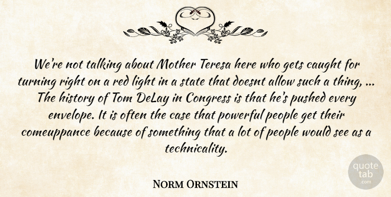 Norm Ornstein Quote About Allow, Case, Caught, Congress, Delay: Were Not Talking About Mother...
